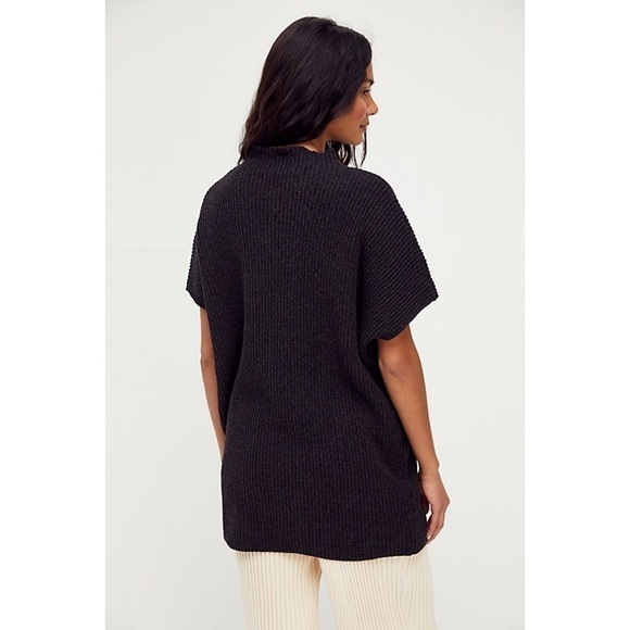 Free People FP Beach Dress Mango Sweater Mini Oversized Ribbed Knit Black M - Picture 2 of 13